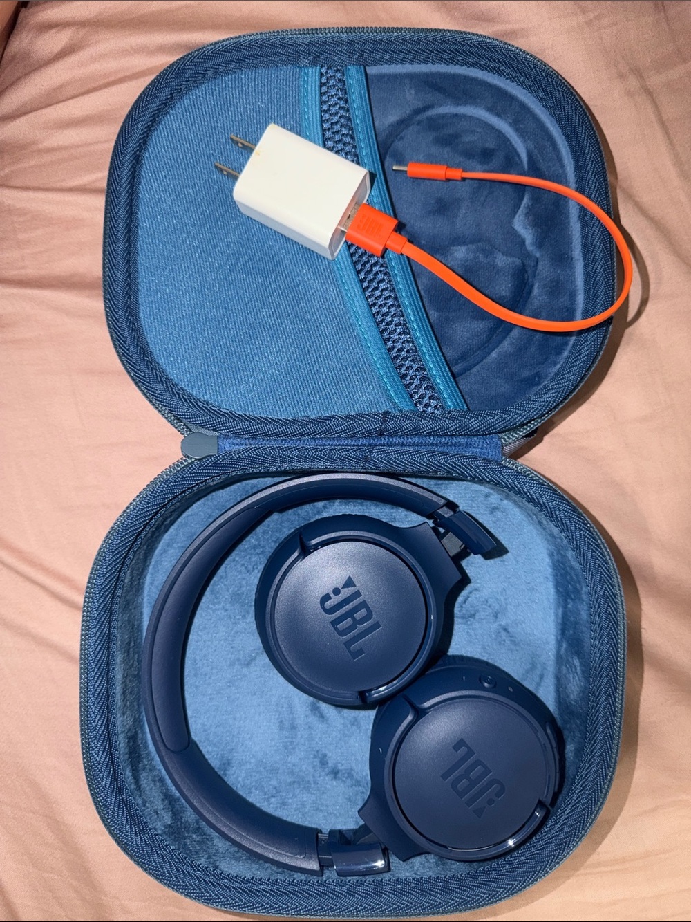 JBL Navy Blue Over-Ear Headphones with  USB Cable and case